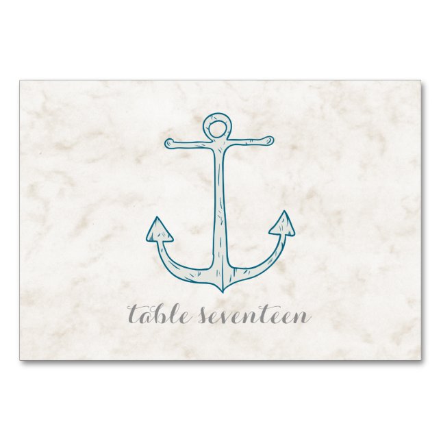Tarjeta De Mesa Mesa de Bodas del Royal Blue Anchor (Anverso)