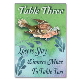 Tarjeta De Mesa Mesa de Bunco de Pájaros Primarios Tres Acuarela