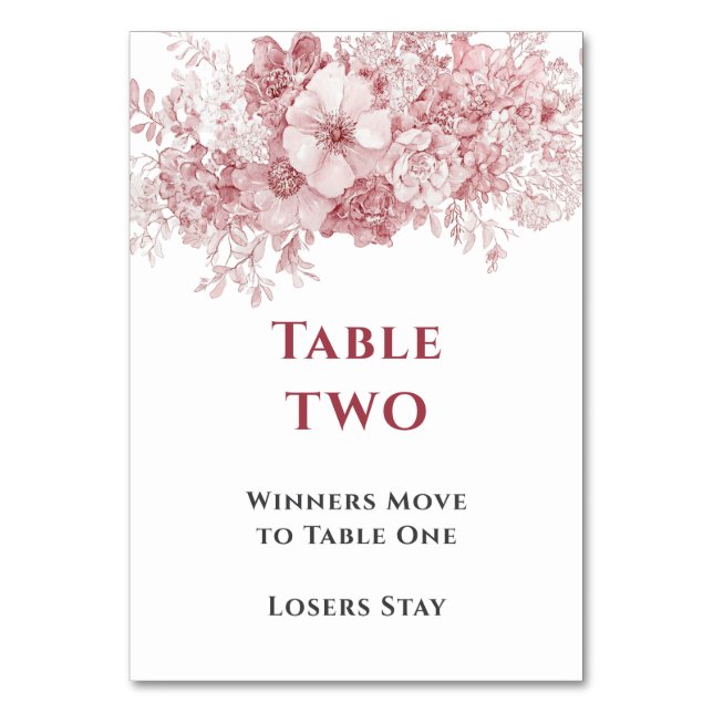 Tarjeta De Mesa Mesa de Bunco Floral Elegante Dos (Anverso)