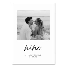 Tarjeta De Mesa Mesa de fotos de boda con guión moderno
