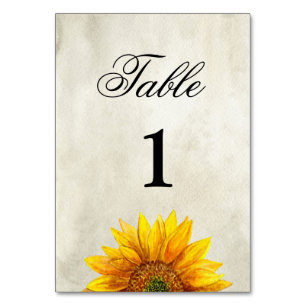 Tarjeta De Mesa Mesa de girasol número. Boda rústica. País