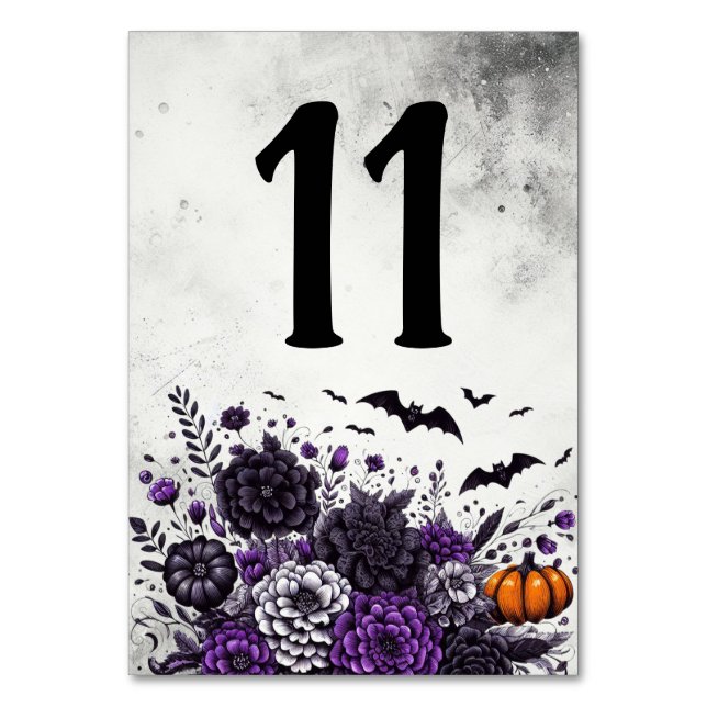 Tarjeta De Mesa Mesa de Murciélagos y Flores Número 11 (Anverso)