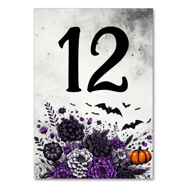 Tarjeta De Mesa Mesa de Murciélagos y Flores Número 12 (Anverso)