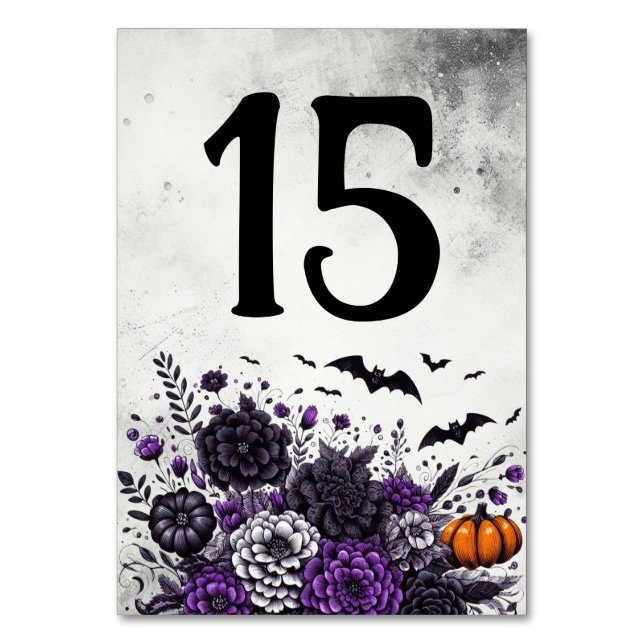 Tarjeta De Mesa Mesa de Murciélagos y Flores Número 15 (Anverso)
