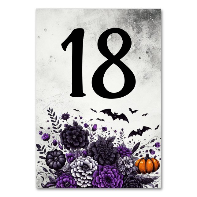 Tarjeta De Mesa Mesa de Murciélagos y Flores Número 18 (Anverso)