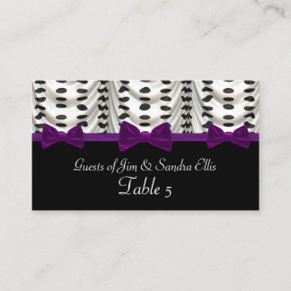 Tarjeta De Mesa Mesa de puntos de polka envueltos en morado blanco