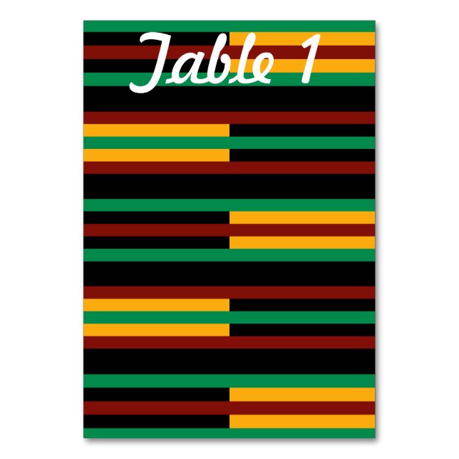 Tarjeta De Mesa Mesa de recepción de bodas Kente Stripes (Anverso)