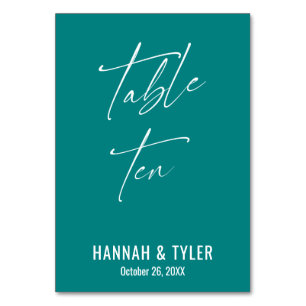 Tarjeta De Mesa Mesa Diez Elegante Teal Contemporáneo