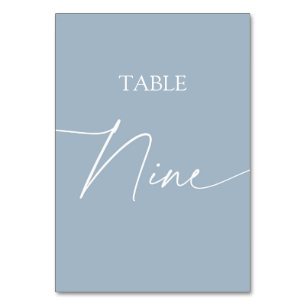 Tarjeta De Mesa Mesa elegante minimalista azul turbia nueve