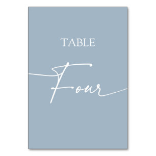 Tarjeta De Mesa Mesa elegante minimalista azul turbio cuatro