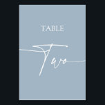 Tarjeta De Mesa Mesa elegante minimalista azul turbio dos<br><div class="desc">Tabla elegante de color azul turbio minimalista dos elementos coincidentes con el número de tabla disponibles.</div>