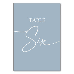 Tarjeta De Mesa Mesa elegante minimalista azul turbio seis