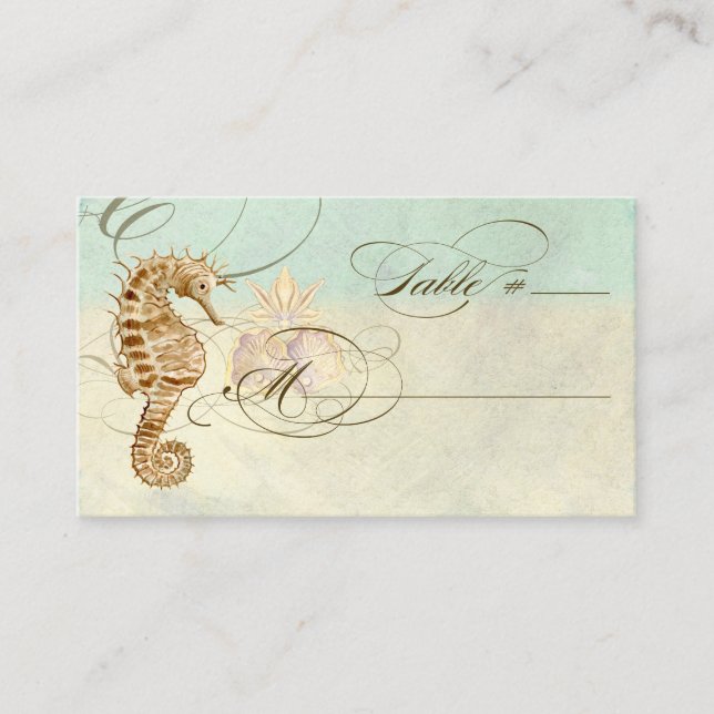 Tarjeta De Mesa Mesa Place Setting Card Sea Horse Beach Coastal Be (Anverso)
