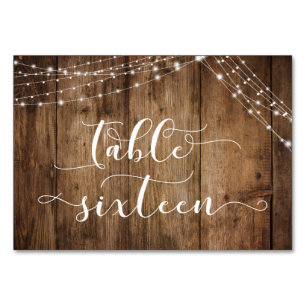 Tarjeta De Mesa Mesa Rustic Brown Wood & Lights Table Dieciséis Ca
