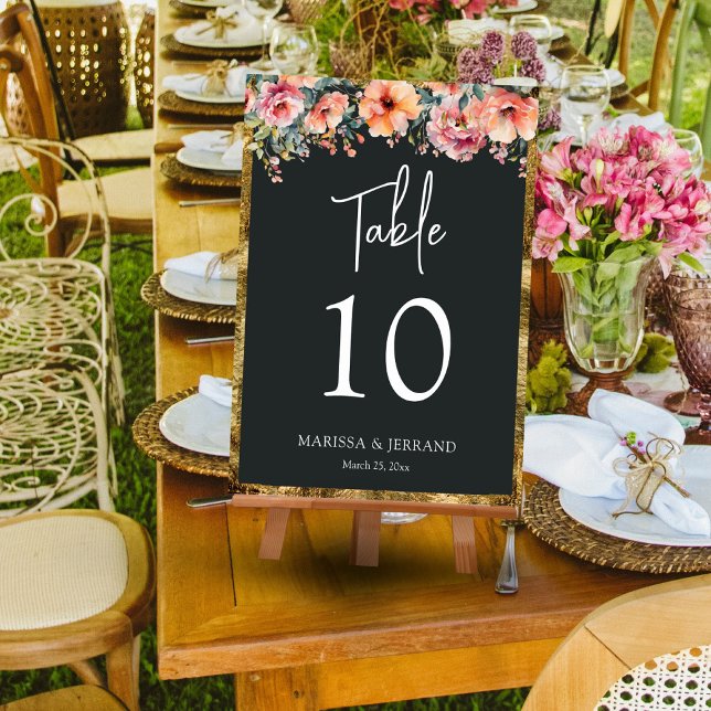 Tarjeta De Mesa Mesa Rústica Floral Gold Frame Sage Green Boda (Rustic Floral Gold Frame Sage Green Wedding Table Table Number)