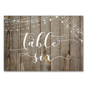 Tarjeta De Mesa Mesa Seis Tarjeta con Madera Desgastada y Cadenas 