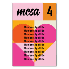 Tarjeta De Mesa Mesero Boda Festivalera Lista Nombres Seating Plan