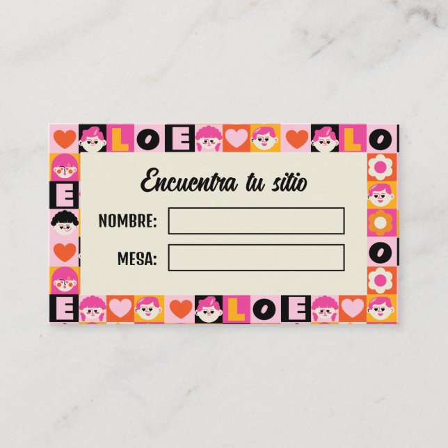 Tarjeta De Mesa Meseros Seating Plan Boda Original Divertida (Anverso)