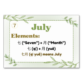 Tarjeta De Mesa Meses en chino (tarjetas flash)