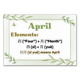 Tarjeta De Mesa Meses en chino (tarjetas flash)