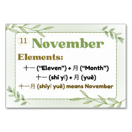 Tarjeta De Mesa Meses en chino (tarjetas flash)