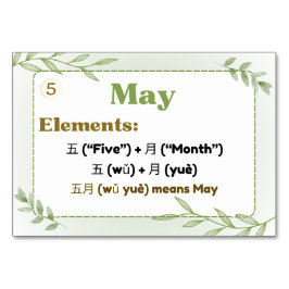 Tarjeta De Mesa Meses en chino (tarjetas flash)