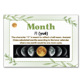 Tarjeta De Mesa Meses en chino (tarjetas flash)