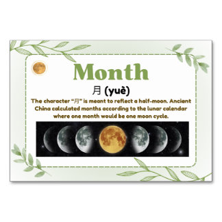 Tarjeta De Mesa Meses en chino (tarjetas flash)
