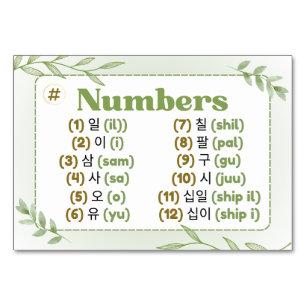 Tarjeta De Mesa Meses en hangul coreano (tarjetas flash)