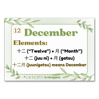 Tarjeta De Mesa Meses en japonés (tarjetas flash)