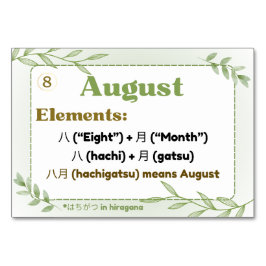 Tarjeta De Mesa Meses en japonés (Tarjetas Flash)