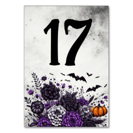 Tarjeta De Mesa Mesita de Murciélagos y Flores Número 17