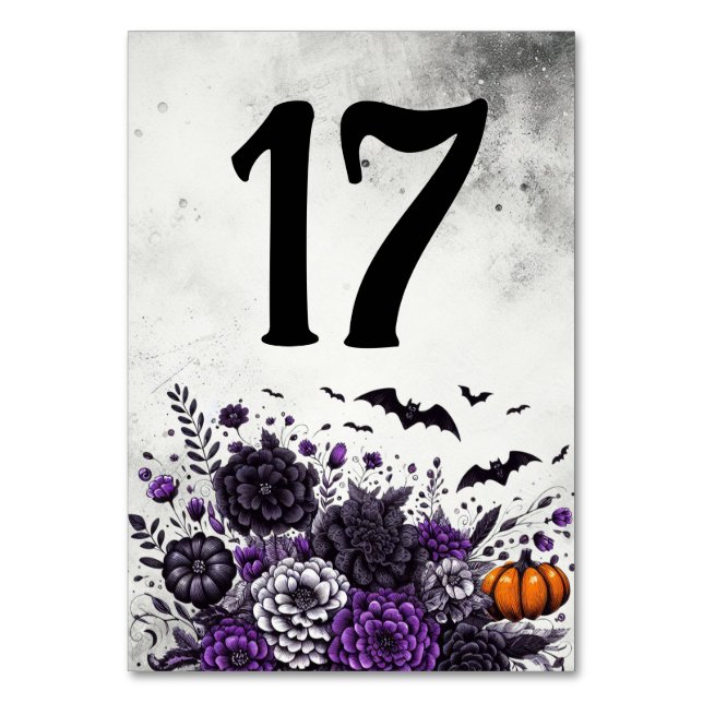 Tarjeta De Mesa Mesita de Murciélagos y Flores Número 17 (Anverso)