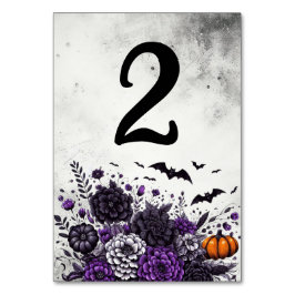 Tarjeta De Mesa Mesita de Murciélagos y Flores Número 2