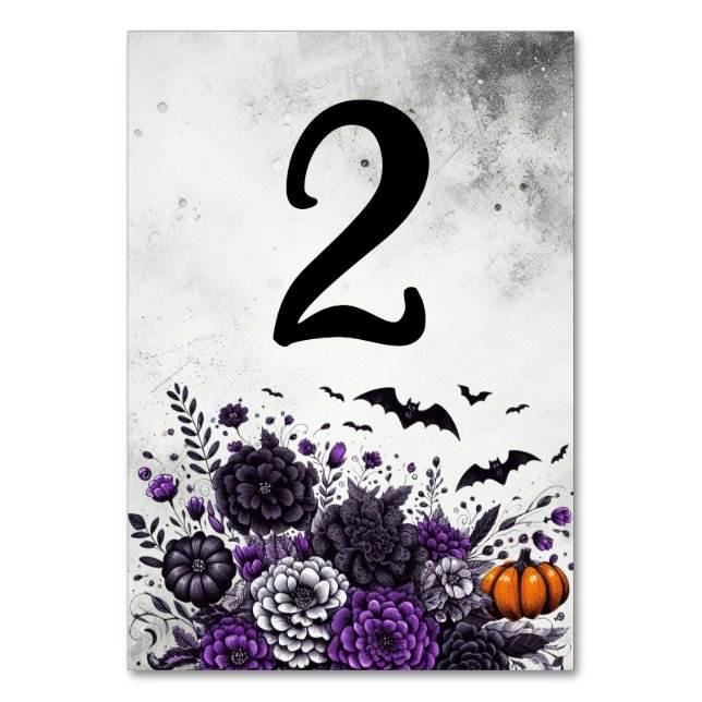 Tarjeta De Mesa Mesita de Murciélagos y Flores Número 2 (Anverso)