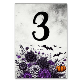 Tarjeta De Mesa Mesita de Murciélagos y Flores Número 3