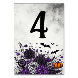 Tarjeta De Mesa Mesita de Murciélagos y Flores Número 4