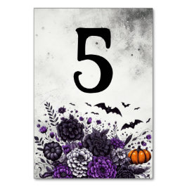 Tarjeta De Mesa Mesita de Murciélagos y Flores Número 5