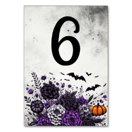 Tarjeta De Mesa Mesita de Murciélagos y Flores Número 6