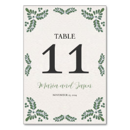 Tarjeta De Mesa Mexican Talavera Green Floral Minimalist Wedding