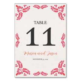 Tarjeta De Mesa Mexican Talavera Orange Floral Minimalist Wedding