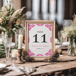 Tarjeta De Mesa Mexican Talavera Pink Floral Minimalist Wedding