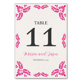 Tarjeta De Mesa Mexican Talavera Pink Floral Minimalist Wedding