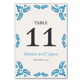 Tarjeta De Mesa Mexican Talavera Turquoise Minimalist Wedding