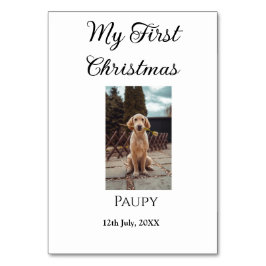 Tarjeta De Mesa Mi primera Navidad agregar nombre de mascota perro
