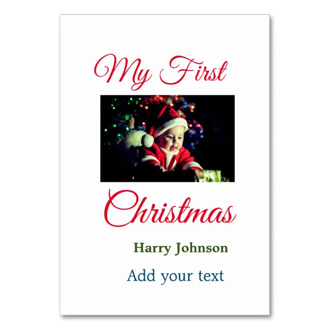 Tarjeta De Mesa Mi primera vela navideña agrega el nombre de la fo (Anverso)