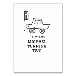 Tarjeta De Mesa Michael turning two birthday toy car traffic light