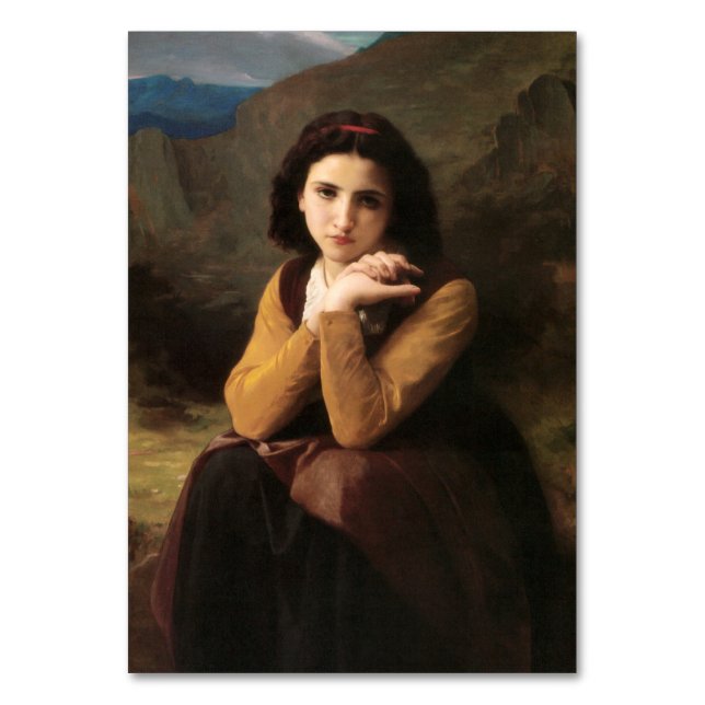 Tarjeta De Mesa Mignon Innocence of Adolescent Chica, Bouguereau (Anverso)