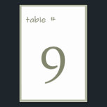 Tarjeta De Mesa Mínima escritura de manual Casual verde turbio<br><div class="desc">Dusty Green Casual Handwriting Número mínimo de tabla</div>