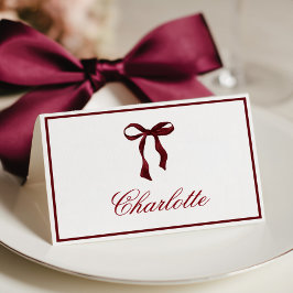 Tarjeta De Mesa Minimal Burgundy Bow Place Card